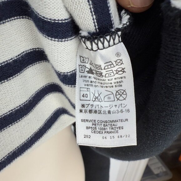 PETIT BATEAU Cotton Navy Black Striped Nautical Jumper Mini Midi Coastal Dress S - Picture 6 of 7